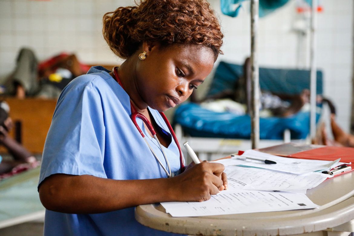 A junior doctor at work in a hospital in Sierra Leone that was hit hard by the Ebola crisis