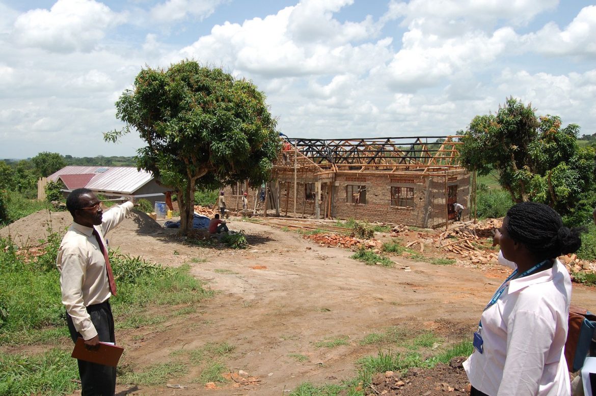 A new maternity ward being built in Rwamwanja refugee settlement in Uganda