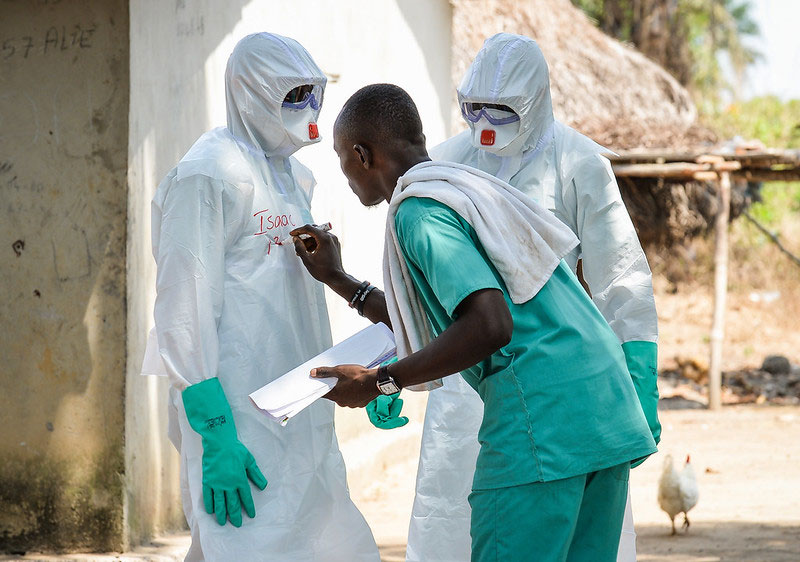 Making Makamie safe again from Ebola. Credit: Corporal Paul Shaw/MOD